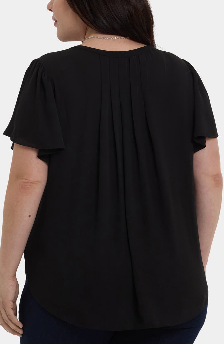 NYDJ Pintuck Flutter Sleeve Top, Alternate, color, Black