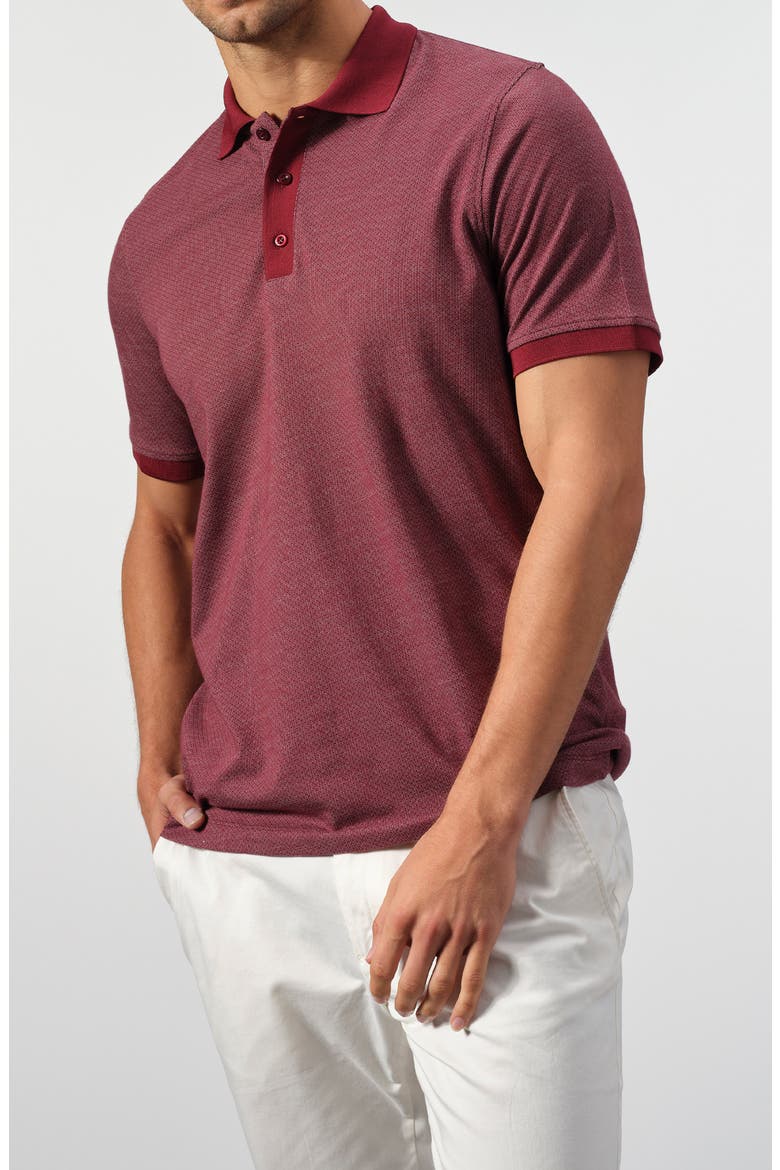 Cotton Jacquard Knit Polo, Alternate, color, BURGUNDY