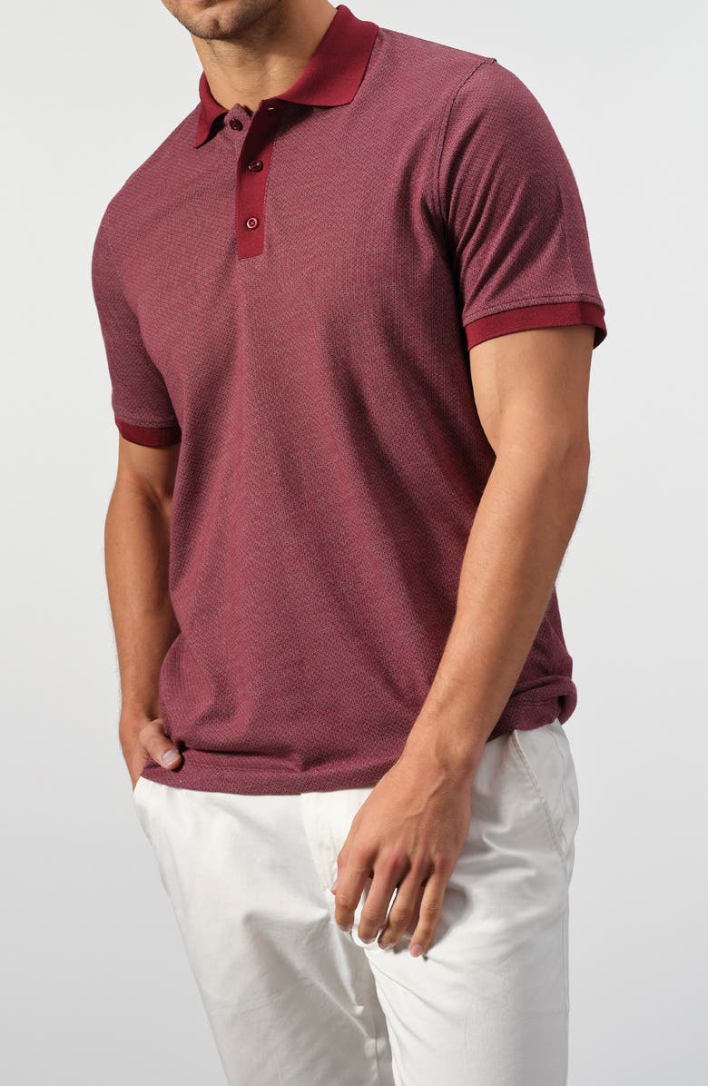 STUDIO GARNET LOS ANGELES Cotton Jacquard Knit Polo, Alternate, color, Burgundy