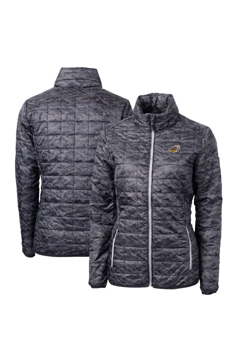 Cutter & Buck Women's Cutter & Buck  Black Akron RubberDucks Rainier PrimaLoft Eco Insulated Camo Full-Zip Puffer Jacket, Main, color, Black