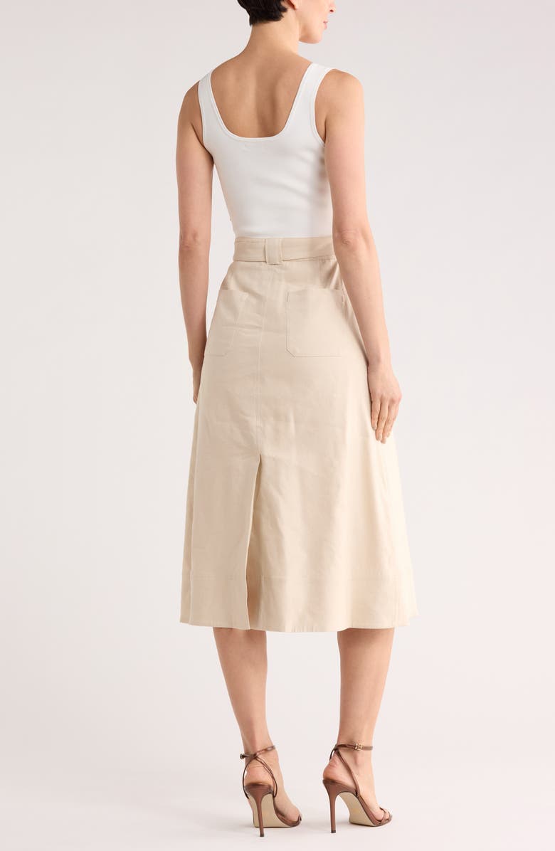 Simkhai Camden Sleeveless Linen Blend Midi Dress, Alternate, color, White Multi