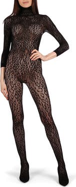 MeMoi Wild Leopard Seamless Sheer Bodysuit