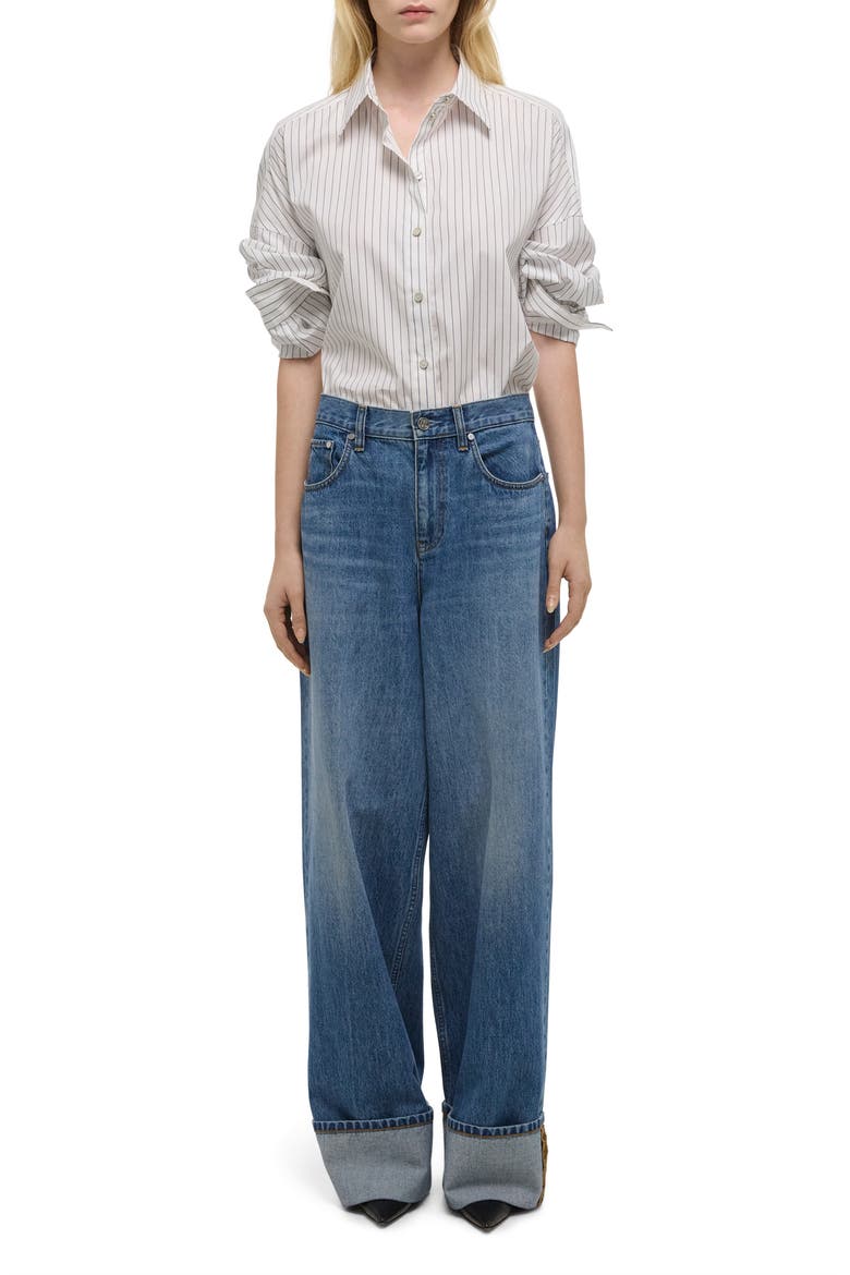 Cuffed Wide Leg Jeans, Alternate, color, CLASSIC BLUE
