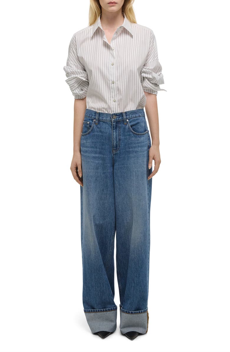 Helmut Lang Cuffed Wide Leg Jeans, Alternate, color, Classic Blue