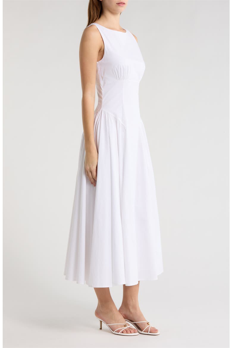 Gwen Shaped Waist Stretch Cotton Dress, Alternate, color, WHITE