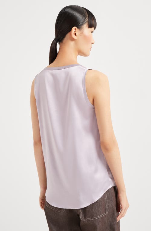 Brunello Cucinelli Silk Satin Reversible Tanktop In Lilac