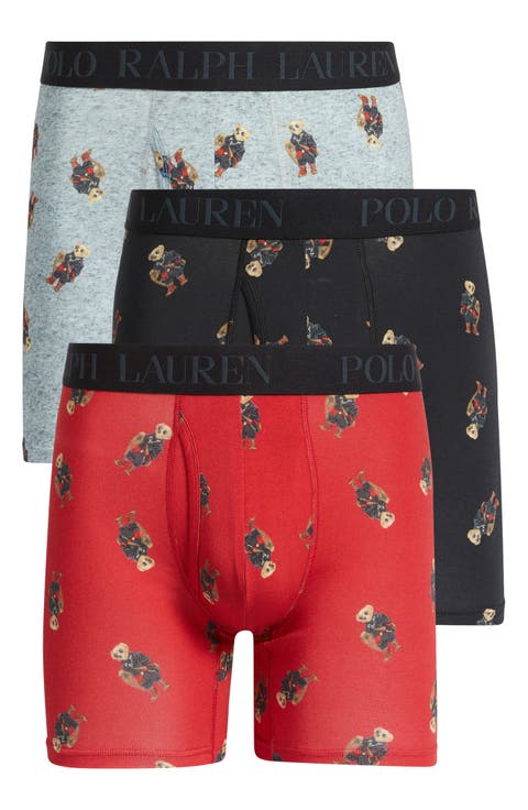 Assorted 3-Pack Polo Bear Print Cotton Blend Boxer Briefs Gift Pack