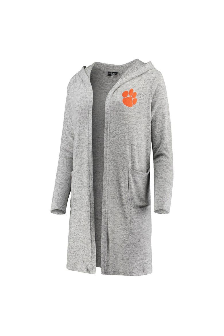 Women's Heathered Gray Clemson Tigers Cuddle Soft Duster Cardigan, Alternate, color, Heather Gray