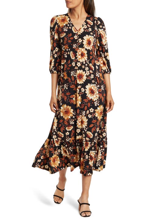 Bella Printed Flounce Hem Maxi Dress