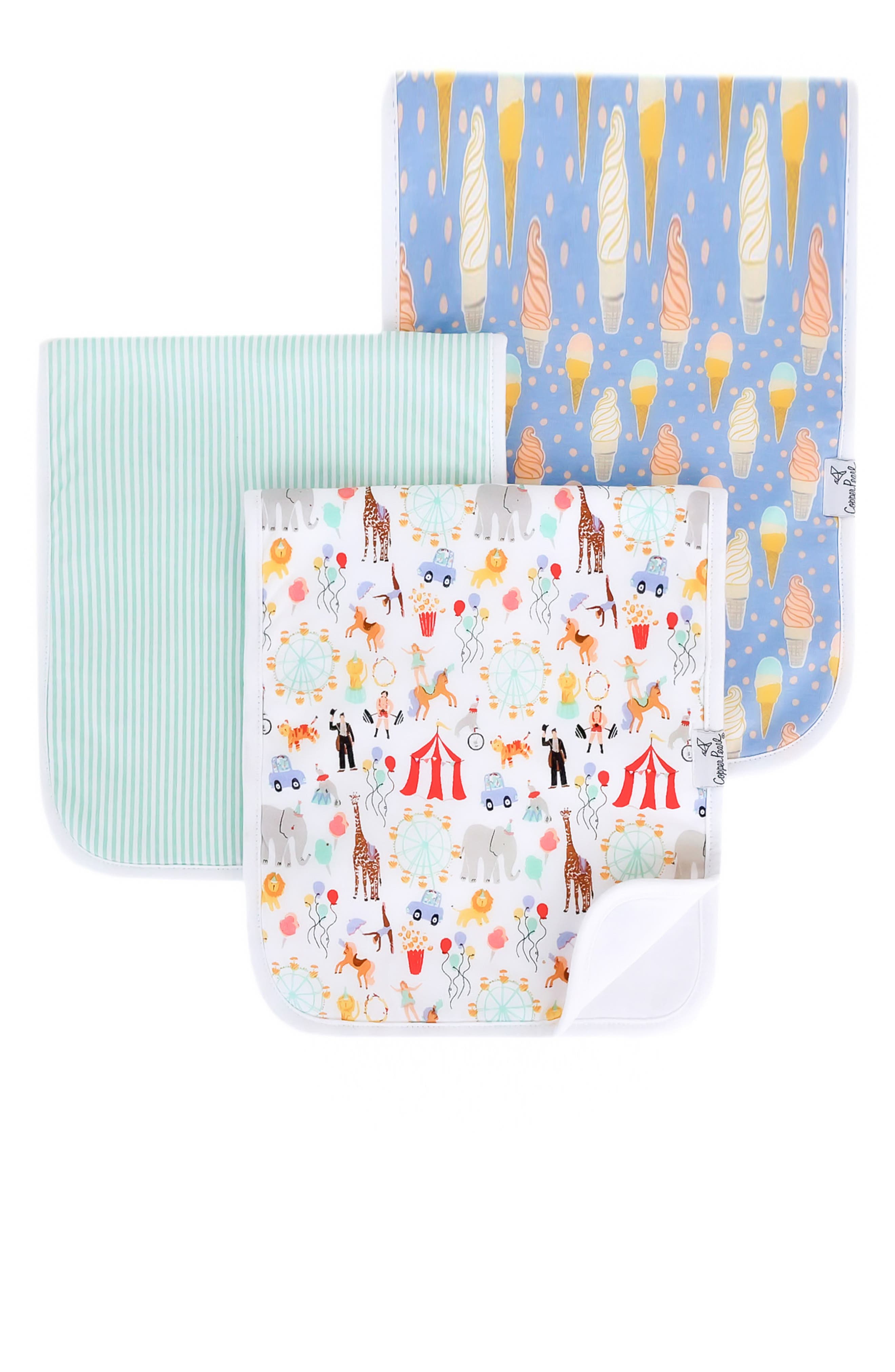 Copper Pearl Assorted 3-Pack Burp Cloths