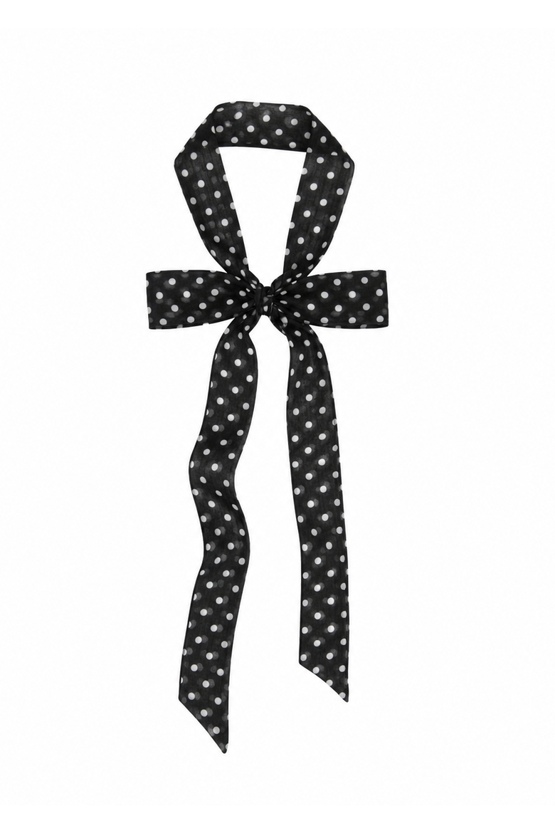 Le Petit Dot Silk Hair Ribbon Scarf, Alternate, color, Midnight Caviar
