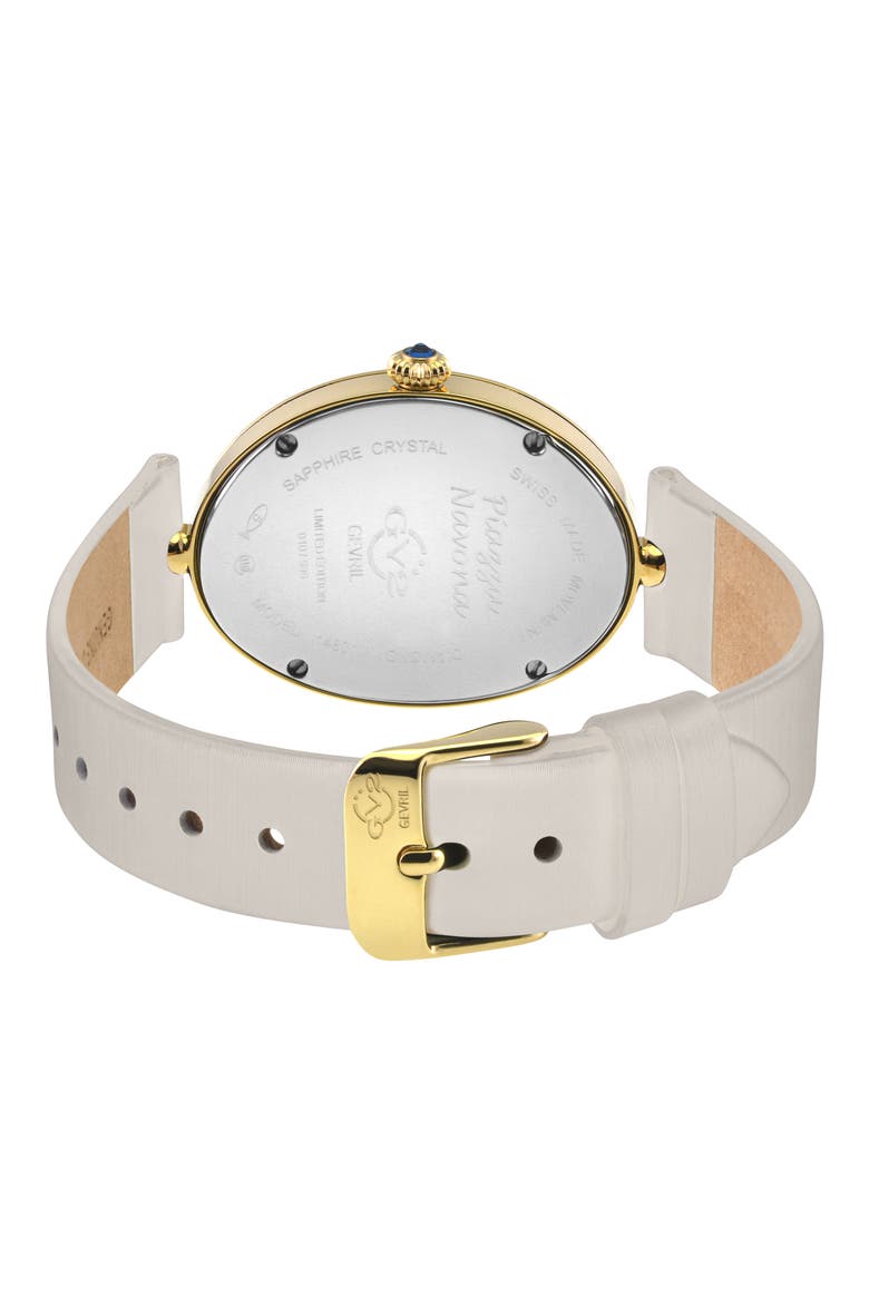 Piazza Navona Diamond Dial Leather Strap Watch, 29mm x 38mm, Alternate, color, IVORY