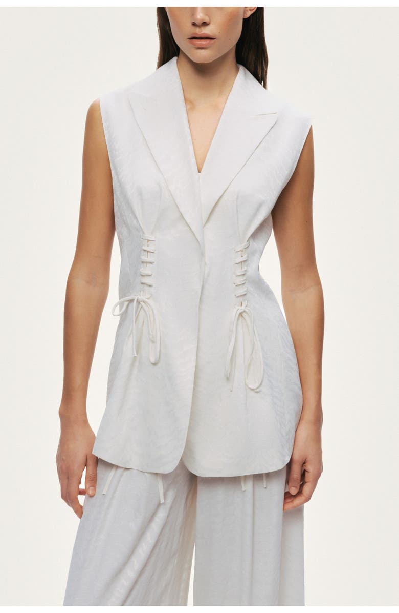 Nocturne Lace-Up Waist Tailored Vest, Main, color, Ivory