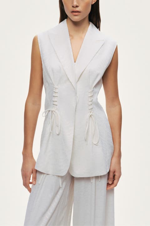 Lace-Up Waist Tailored Vest