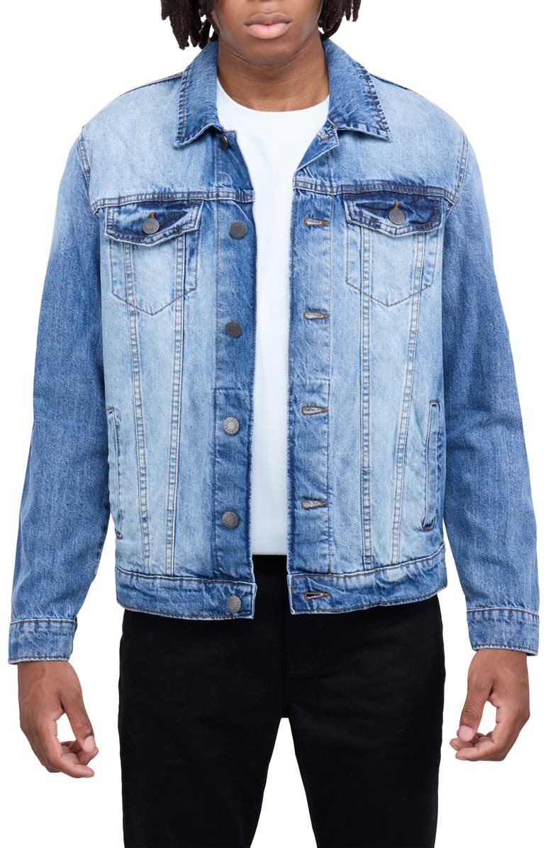 XRAY Slim Washed Denim Jacket, Main, color, Medium Wash