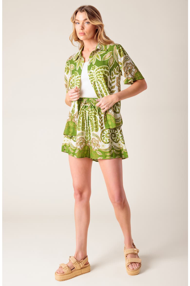 Floral Paisley Short Sleeve Button-Up Shirt, Alternate, color, IVORY/ GREEN