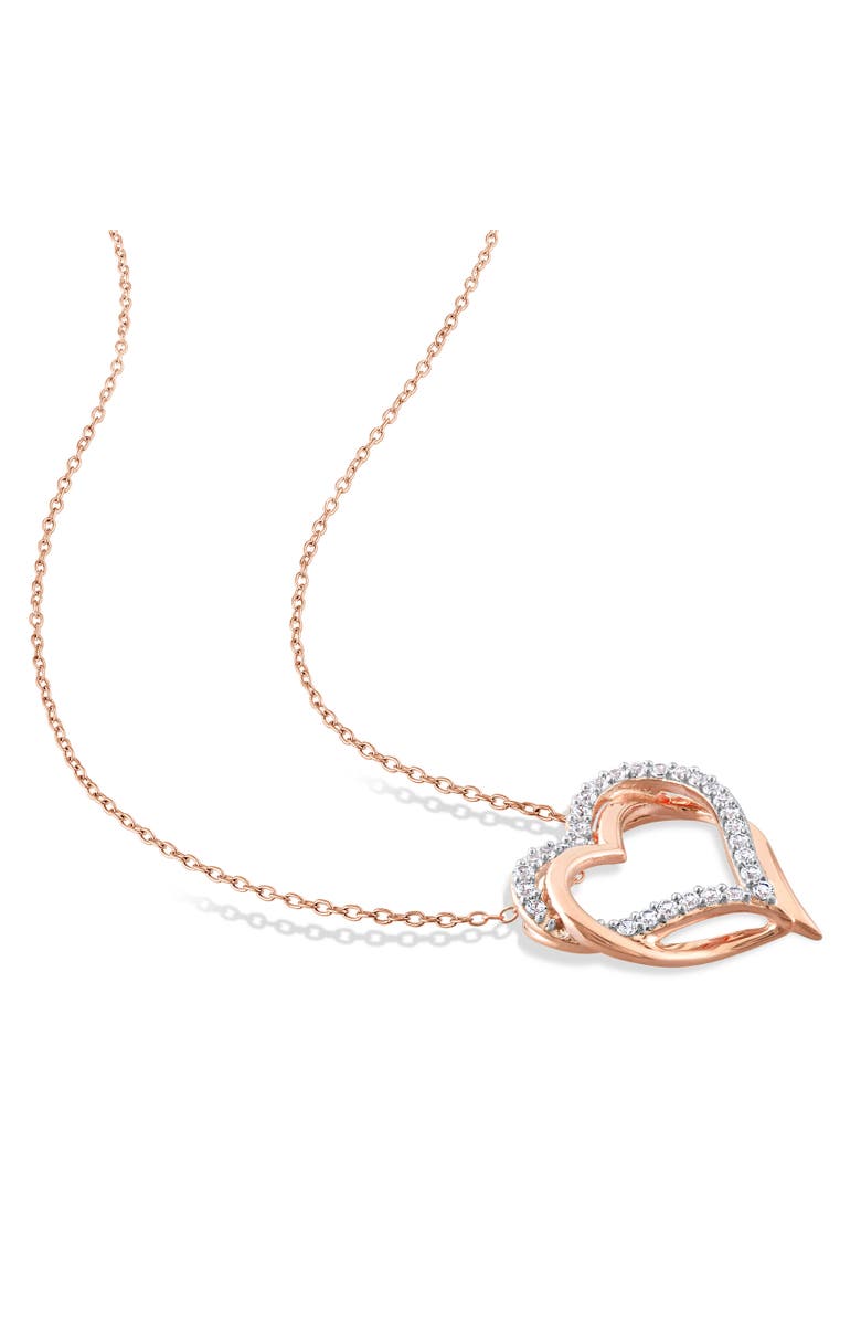 Julianna B. Created White Sapphire Crossover Heart Necklace, Alternate, color, Rose-Plated
