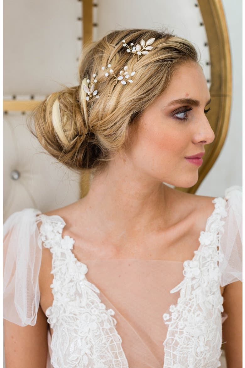 Eden Set of 3 Hair Pins, Main, color, GOLD