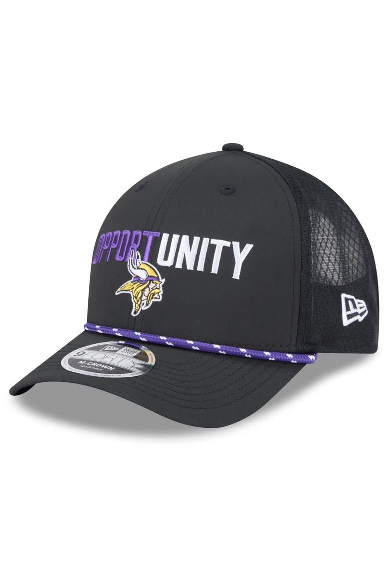 Men's New Era Black Minnesota Vikings 2025 Inspire Change 9FORTY M-Crown Adjustable Hat, Alternate, color, Black