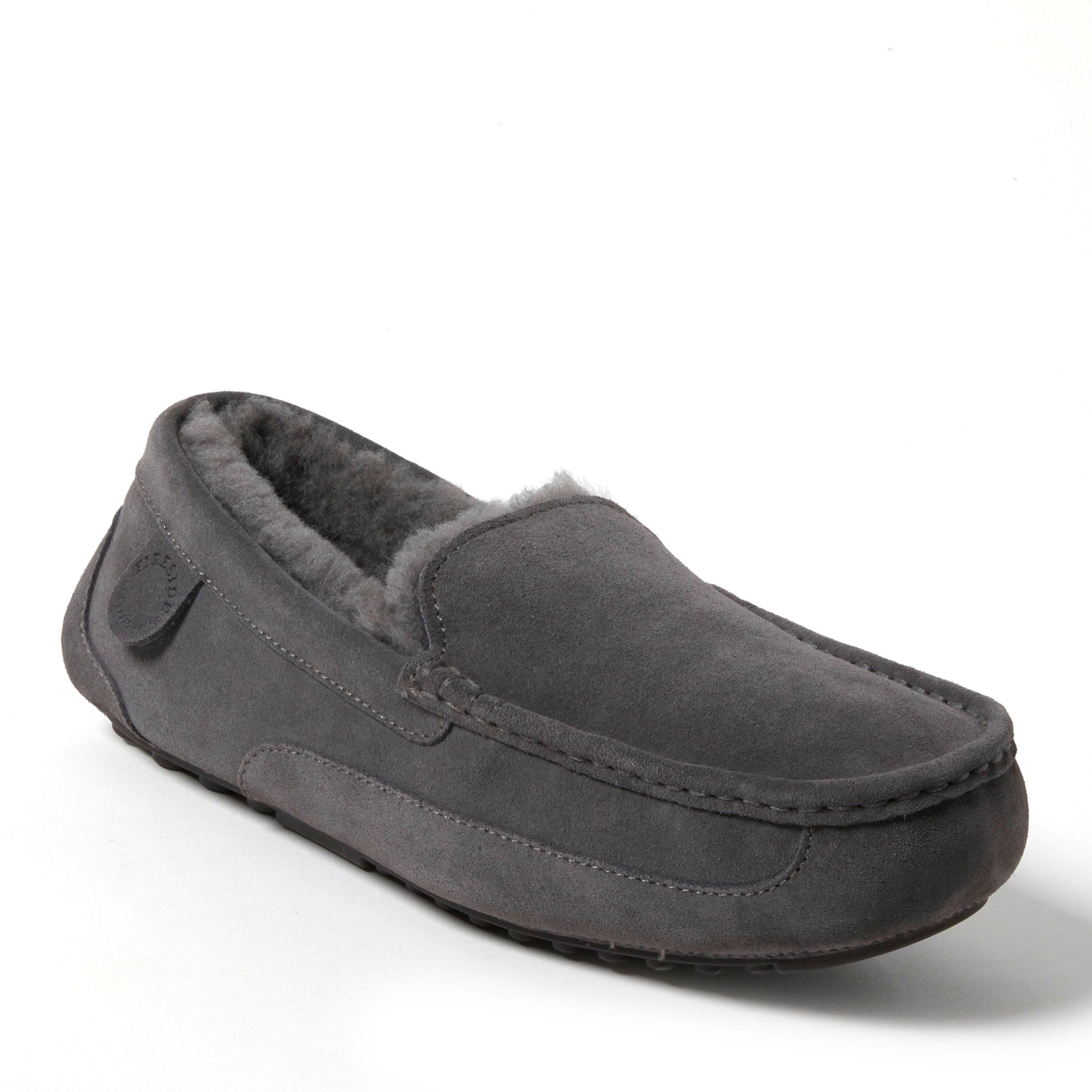 DEARFOAMS Fireside Melbourne Genuine Shearling Moccasin Slipper, Main, color, Grey Solid