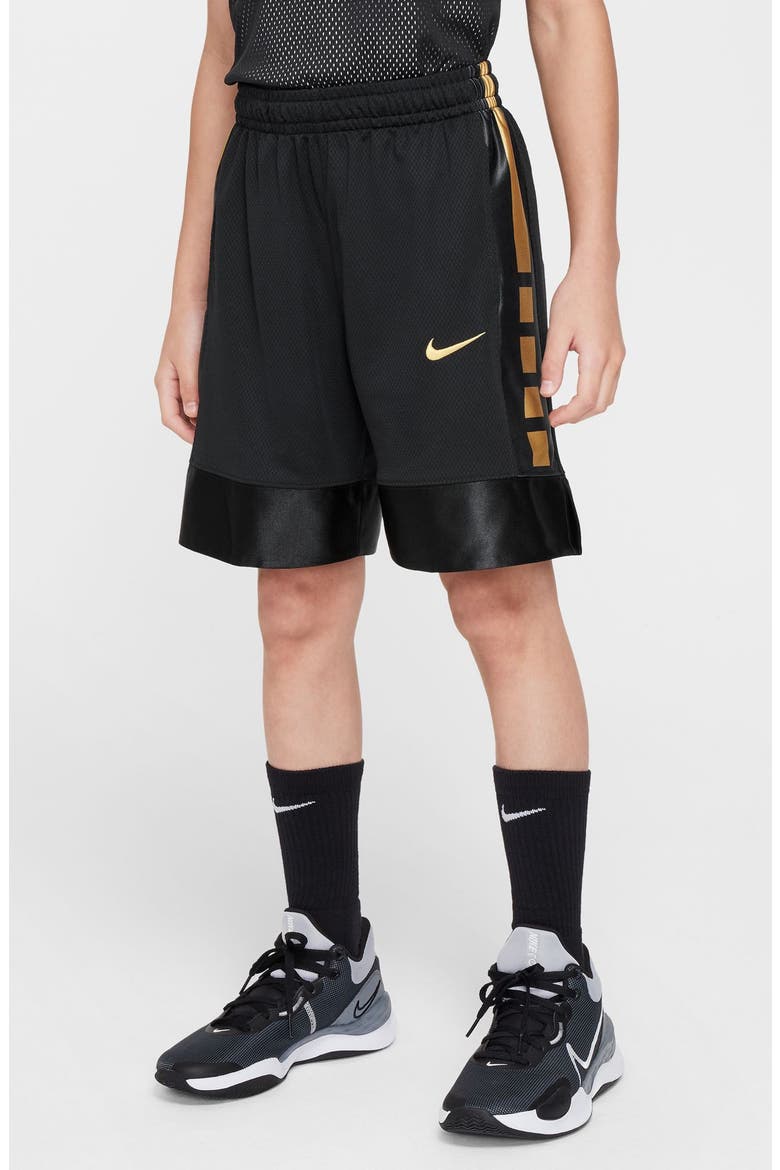 Kids' Dri-FIT Elite Basketball Shorts, Main, color, BLACK/ INFINITE GOLD