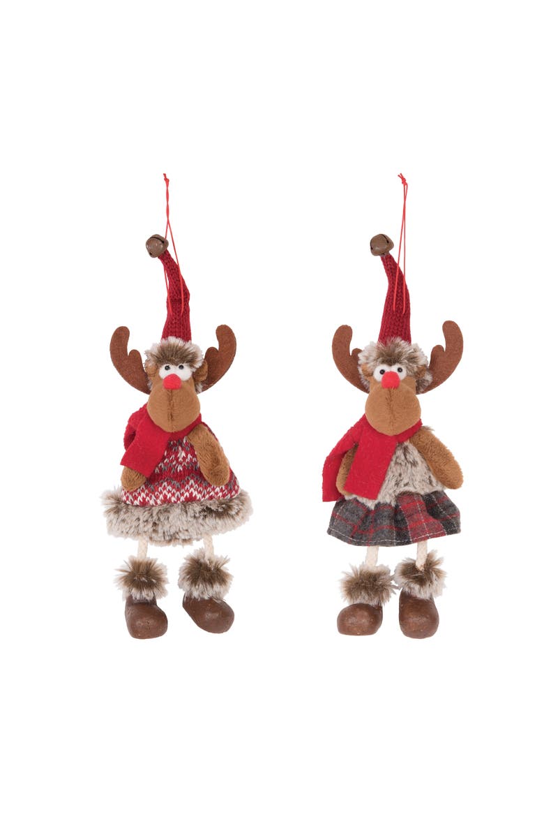 Moose Couple Ornaments, Set of 2, Main, color, Red