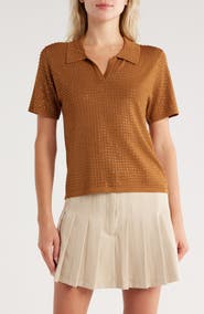 JASON WU Bejeweled Crop Polo Sweater