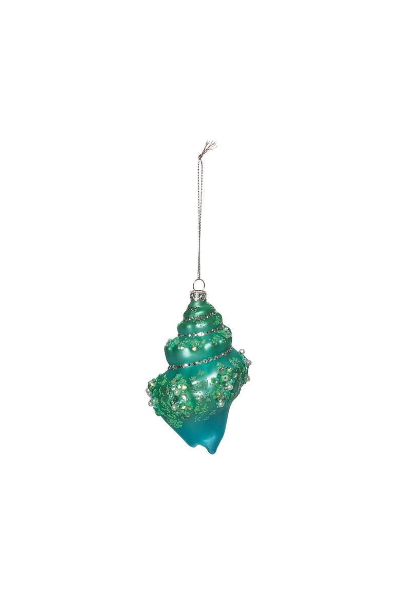 Green Shell Glass Christmas Tree Ornament, Alternate, color, Green