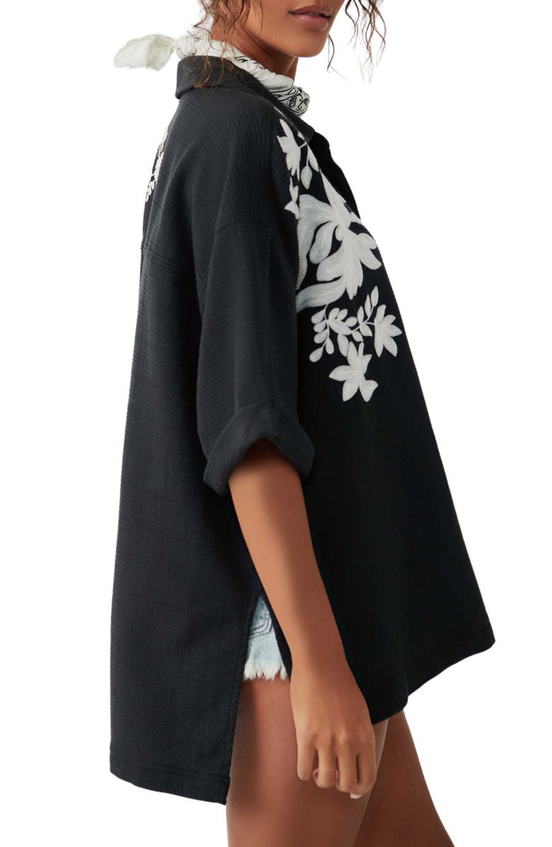 Free People Flowers Embroidered Shirt, Alternate, color, 