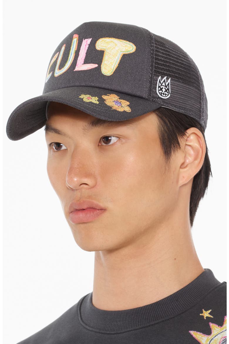 Hand Drawn Cult Logo Hat, Alternate, color, STEEL
