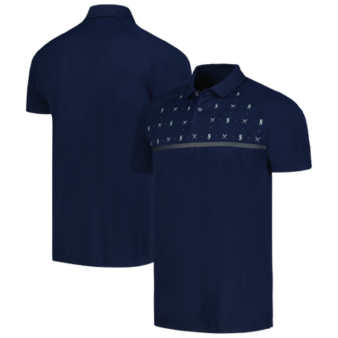 Men's Levelwear Navy Seattle Mariners Sector Batter Up Raglan Polo
