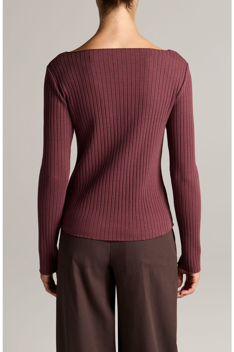 Boat Neck Rib Top, Alternate, color, DEEP MAUVE