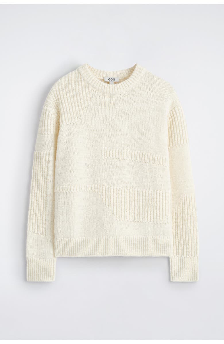 COS Ladder-stitch Wool Jumper, Alternate, color, Cream