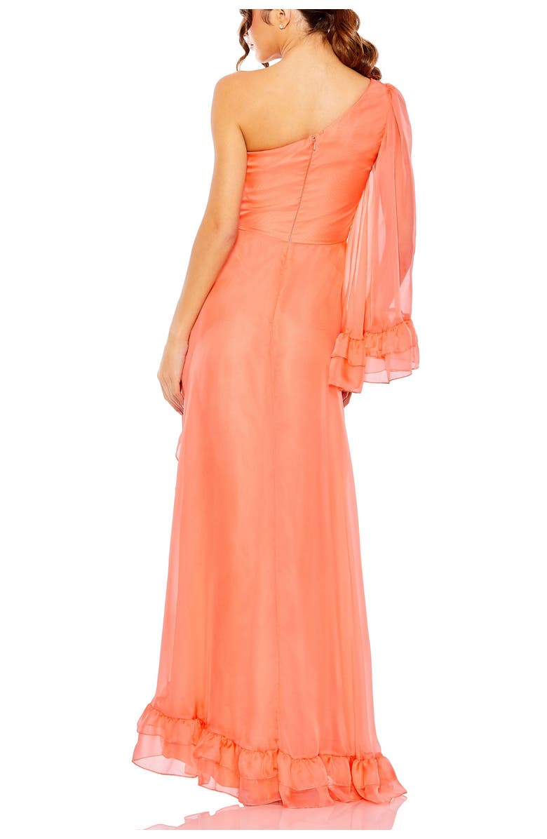 Mac Duggal One Sleeve Ruffled Hem Gown, Alternate, color, Light Coral