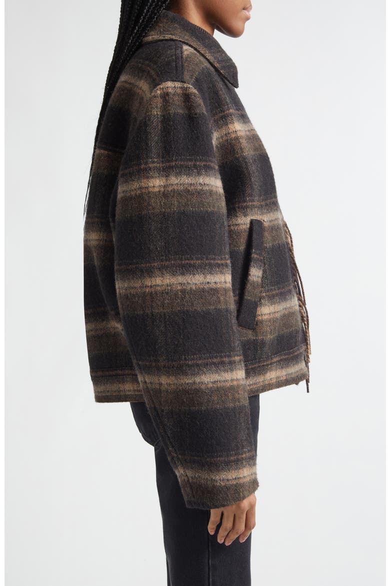 Galeane Fringe Wool Blend Jacket, Alternate, color, BLACK/ KHAKI