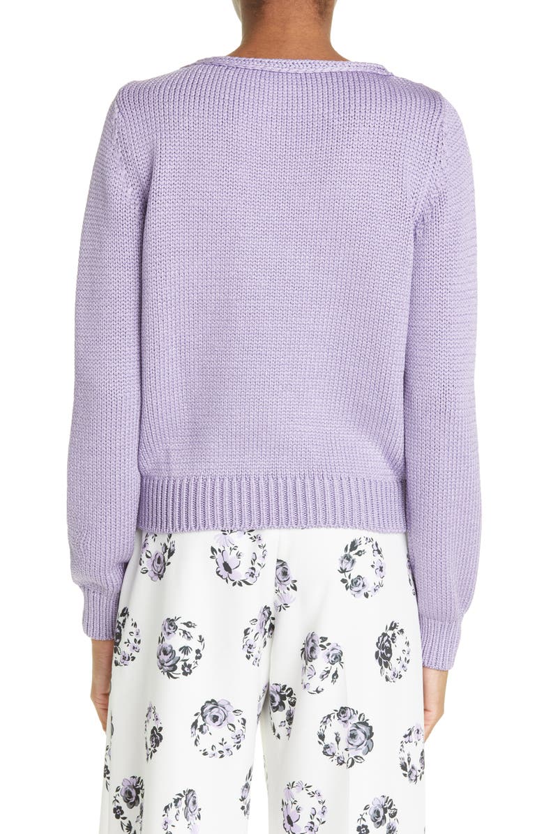 Lela Rose Metallic V-Neck Sweater, Alternate, color, 