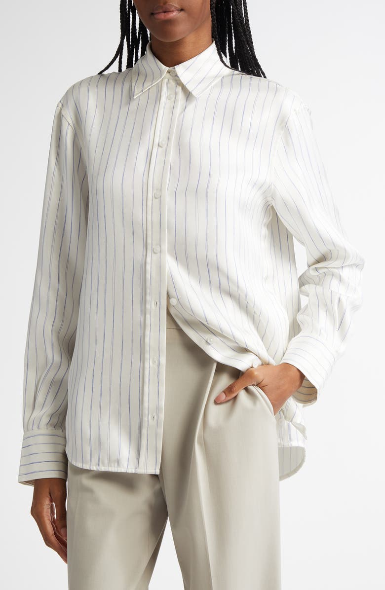 Proenza Schouler Madison Stripe Silk Twill Button-Up Shirt, Alternate, color,