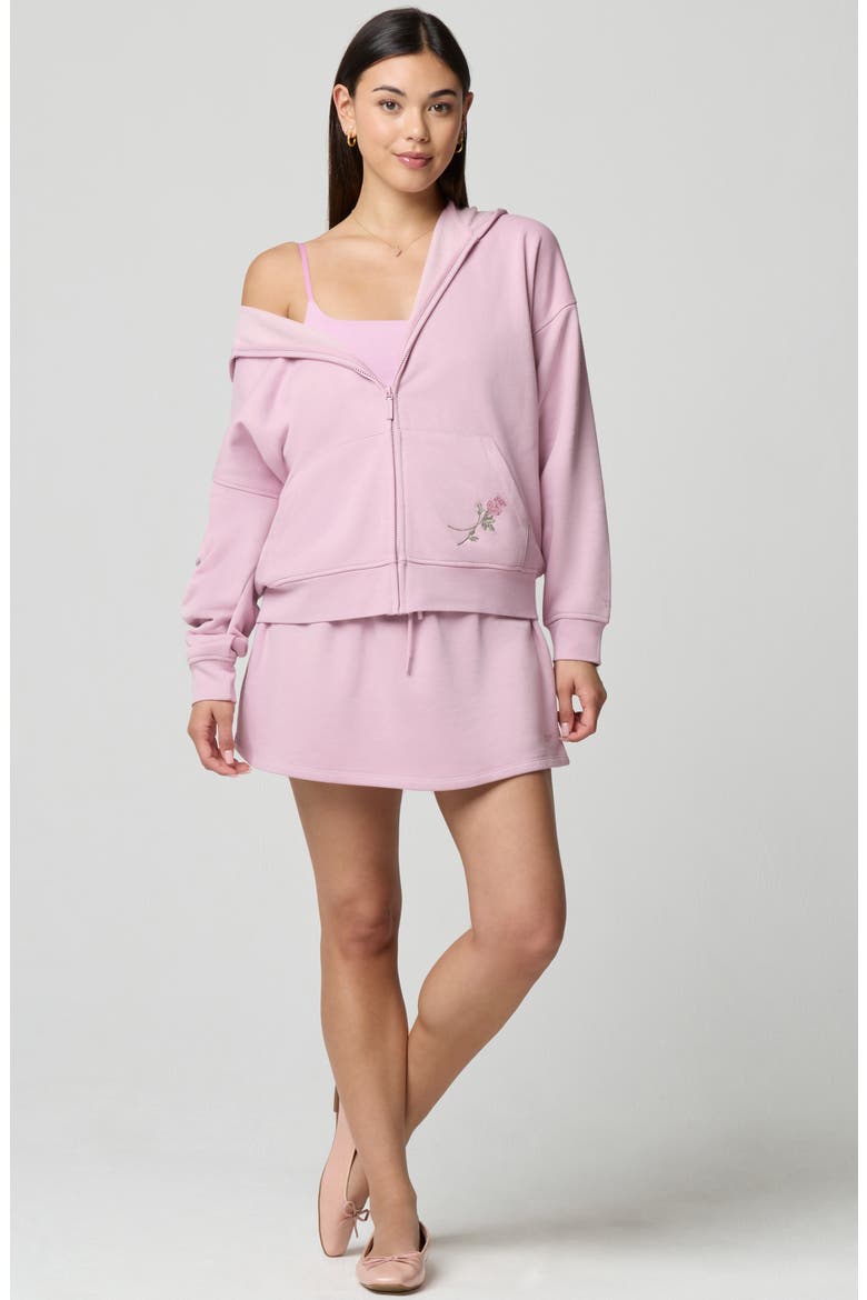 Cozy Crush Forever Embroidered Oversize Graphic Zip Hoodie, Alternate, color, DAWN PINK ROSE