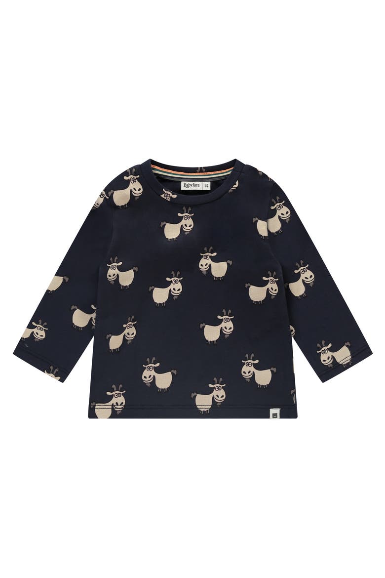 Allover Goat Print Long Sleeve T-Shirt, Main, color, Indigo