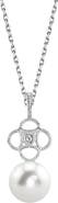 The Pearl Source 14K Gold Freshwater Pearl & Diamond Lacy Pendant