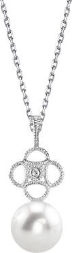 The Pearl Source 14K Gold Freshwater Pearl & Diamond Lacy Pendant