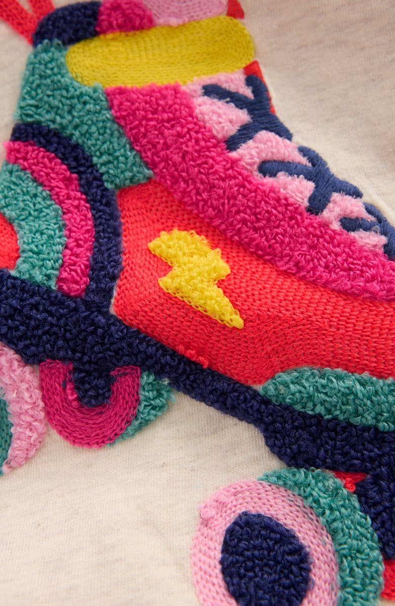 Mini Boden Kids' Skate Bouclé Long Sleeve Cotton Graphic T-Shirt, Alternate, color, Oatmeal Marl Rollerskate