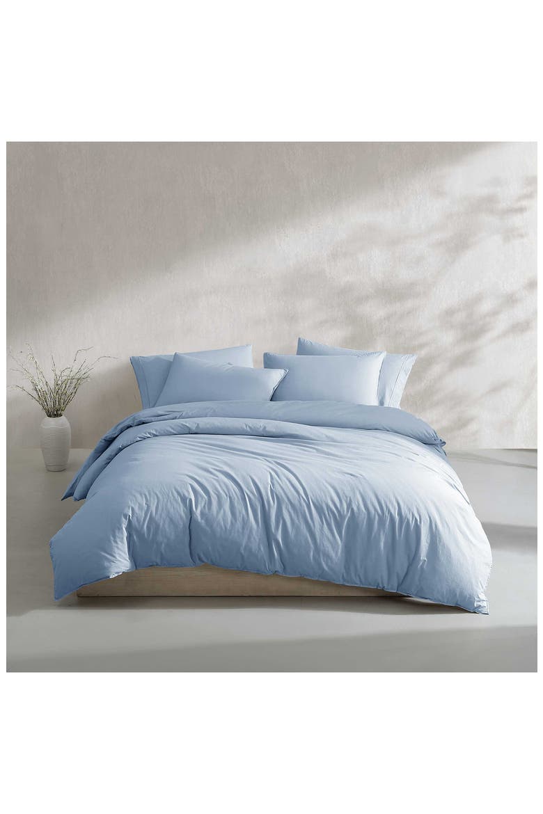 Washed Percale Comforter & Sham Set, Alternate, color, CHAMBRAY BLUE