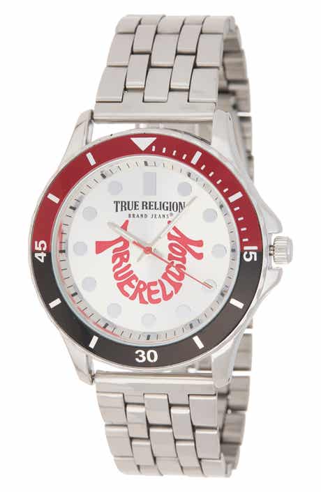 True Religion Round Two-Tone Bezel Watch, 43mm
