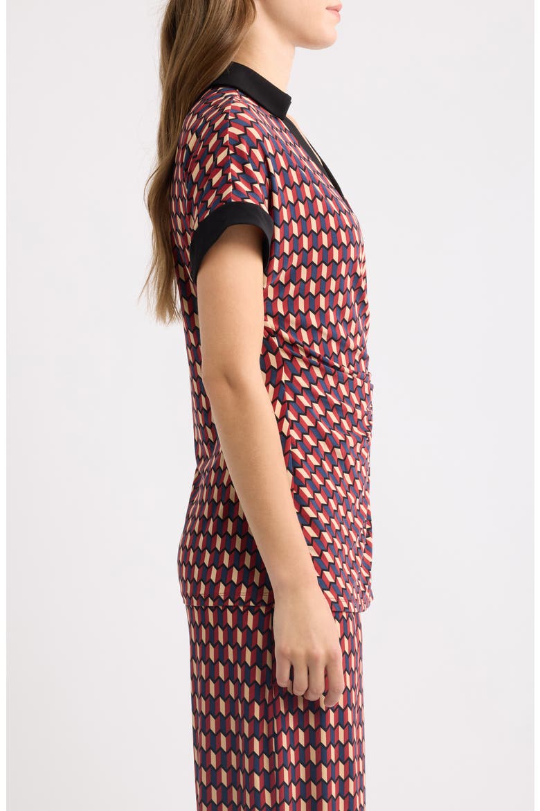 Print Wrap Top, Alternate, color, RUST MULTI