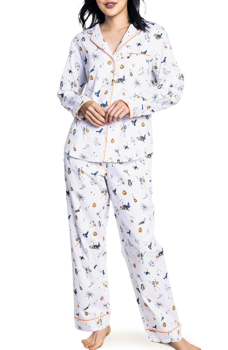 Petite Plume Trick or Treat Cotton Pajamas, Main, color, White