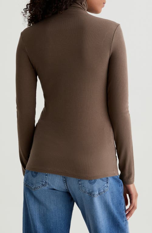 Ag The Chels Long Sleeve Ribbed Turtleneck In Brown