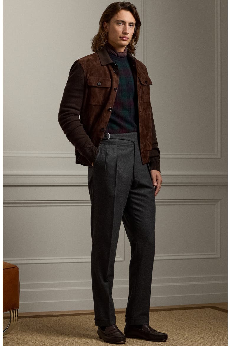 Suede & Cashmere Button-Up Shirt Jacket, Alternate, color, LUGGAGE BROWN
