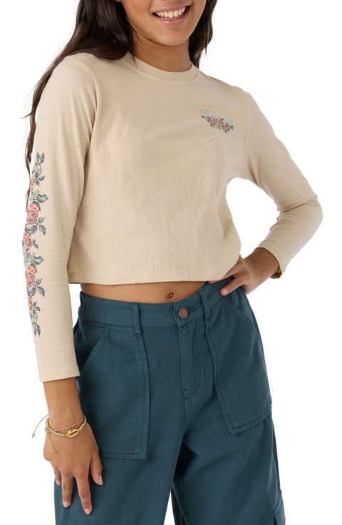 Kids' Rose Vine Cotton Graphic Crop T-Shirt (Big Kid)