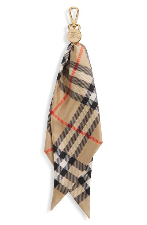 Check Silk Scarf Bag Charm